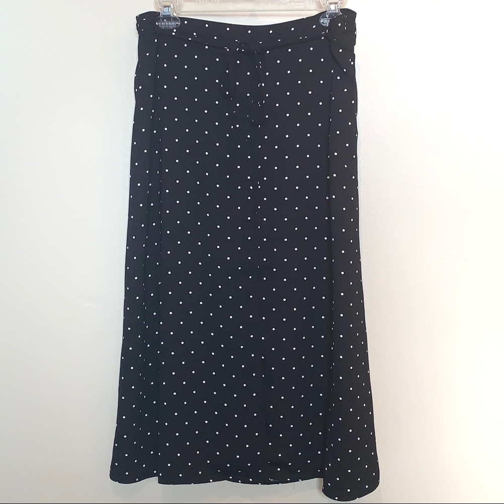 Rachel Zoe Black Polka Dot Button Front Midi Skirt